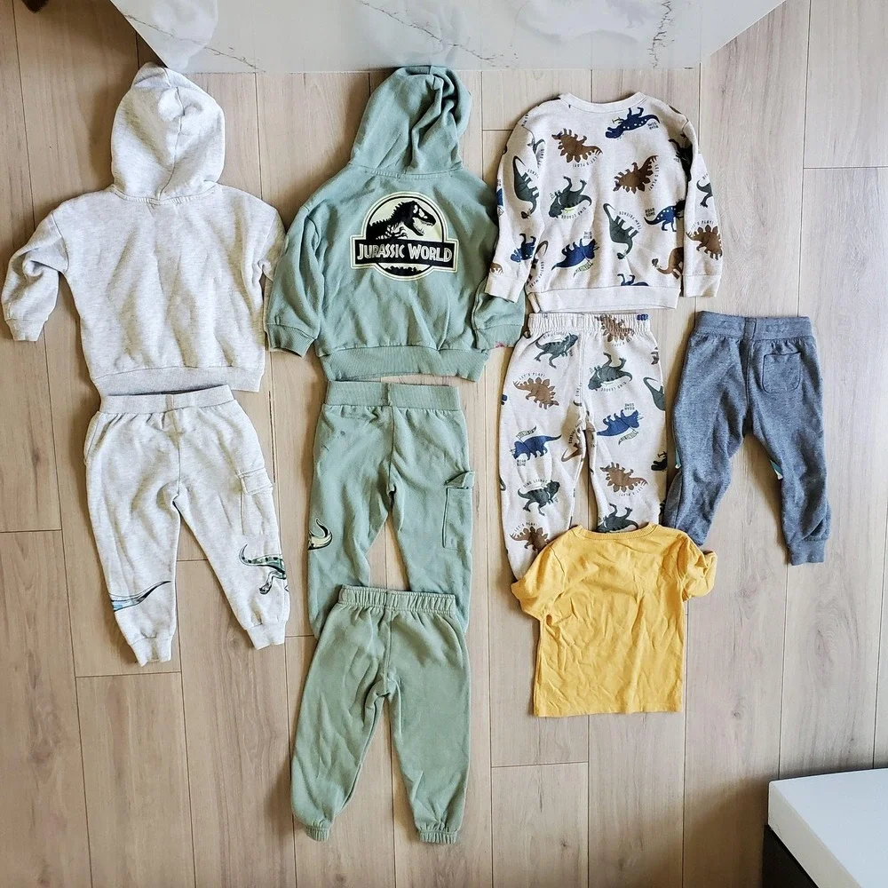 Jurassic Dino Outfit Lot Toddler 2/3T Hoodies Pants Sweatshirt Tee Shark 7Pc